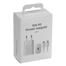 15W USB - C oplader met 1M 3A USB - C naar USB - C kabel voor Samsung EU stekker OEM wit
