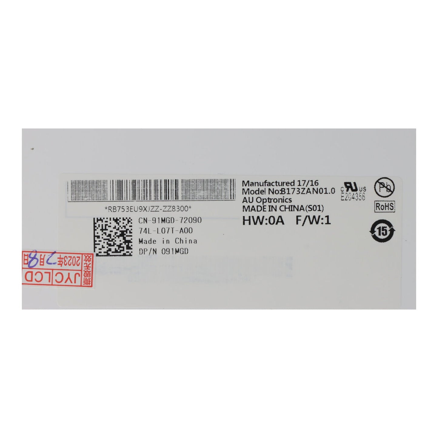 17.3 Inch B173ZAN01.0 LCD Display Non - Touch Matte 3840*2160 Origineel eDP 40Pin