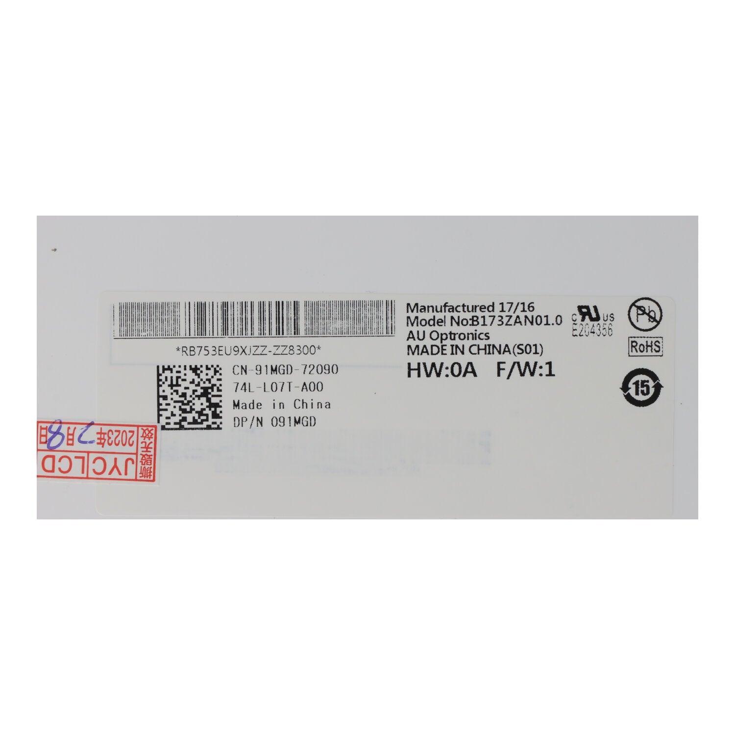 17.3 Inch B173ZAN01.0 LCD Display Non - Touch Matte 3840*2160 Origineel eDP 40Pin