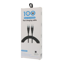 1m 100w usb - c naar usb - c oplaadkabel met verpakking zwart hq