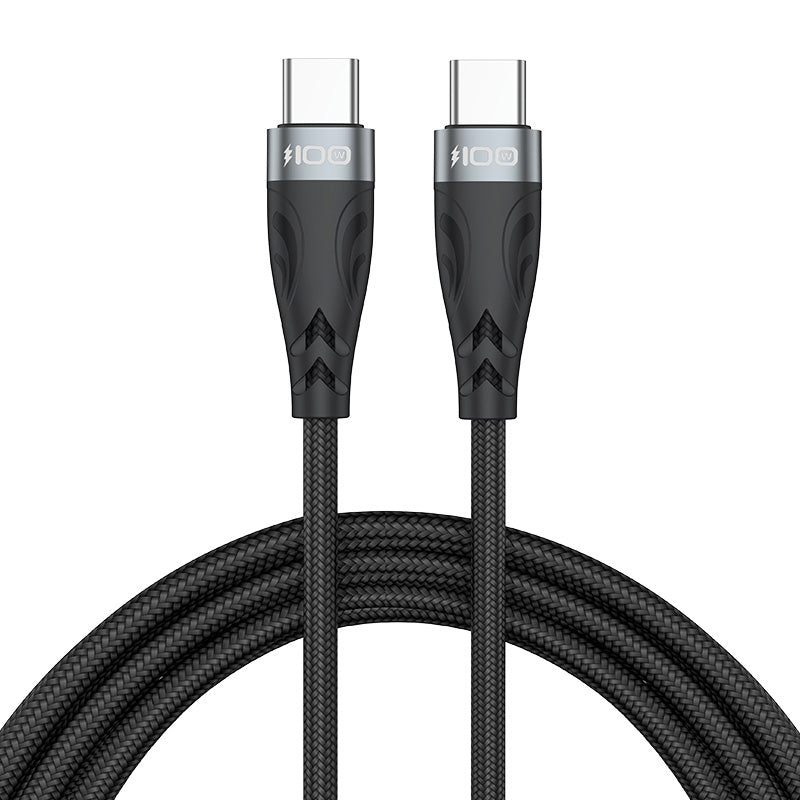 1m 100w usb - c naar usb - c oplaadkabel met verpakking zwart hq