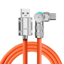1m 120w 6a elbow 180° roteren vloeibaar siliconen usb - c poort snellaad datakabel oranje