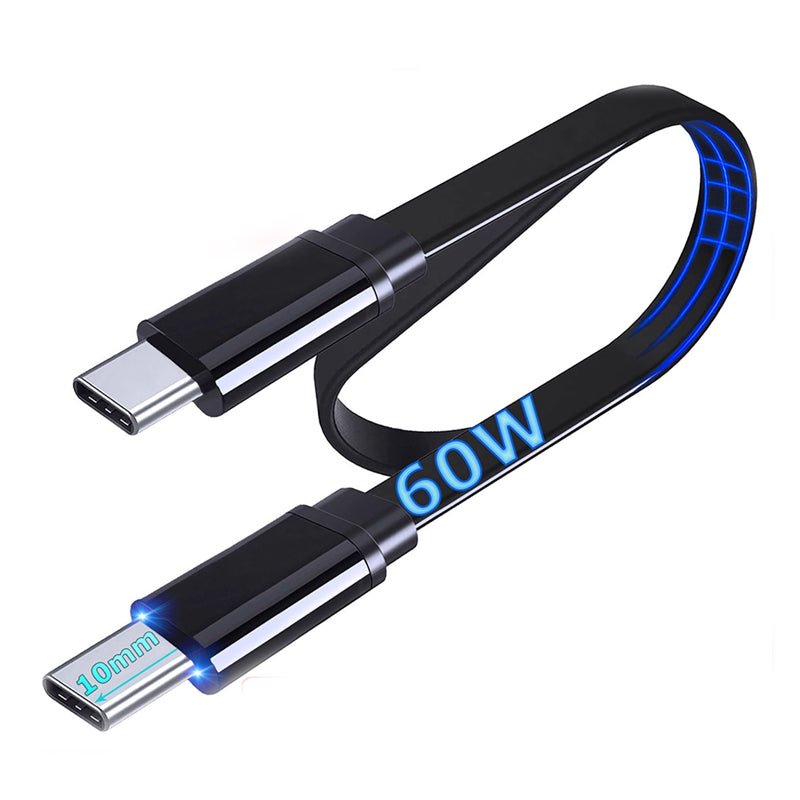 1M 20V/3A/60W 10mm verlengde tip USB - C naar USB - C data snellader kabel voor Ulefone/Blackview zwart