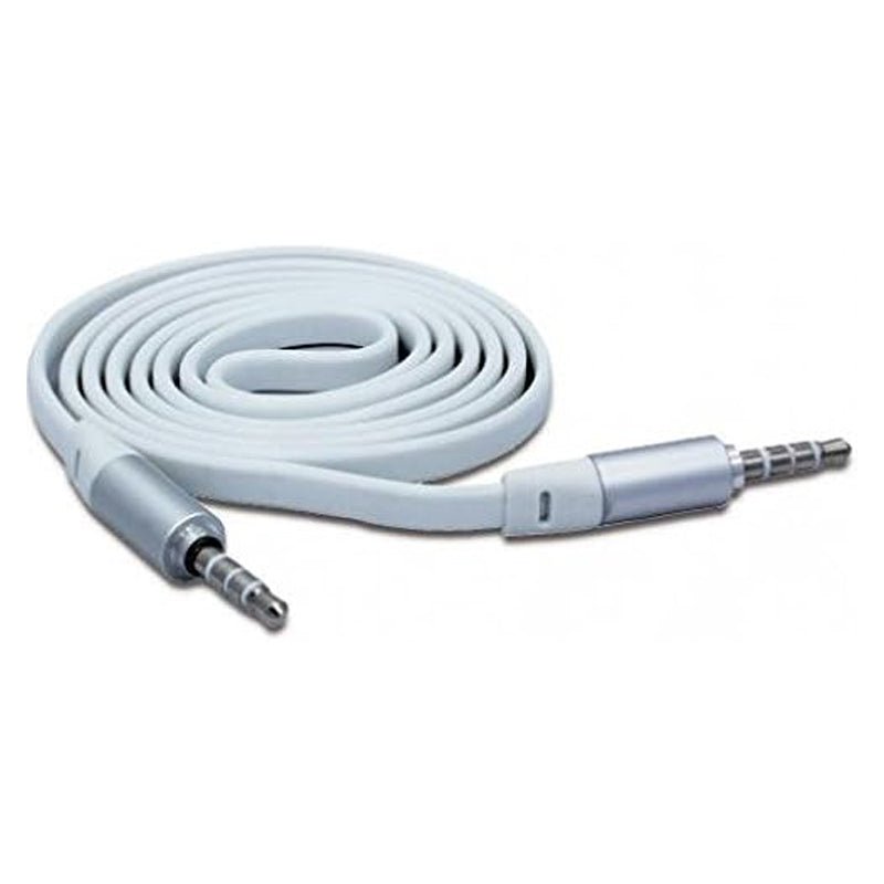 1m 3.5mm male naar 3.5mm male platte audiokabel wit