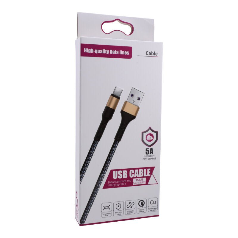 1M 5A PD40W Nylon gevlochten USB - C snellaad datakabel goud