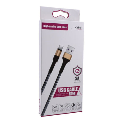 1M 5A PD40W Nylon gevlochten USB - C snellaad datakabel goud