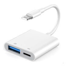 2 in 1 Lightning naar USB + Lightning OTG Adapter voor iPhone 6 - 14/iPad Wit