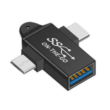 2 in 1 USB - C/Micro draagbare OTG adapter voor gegevenssynchronisatie zwart