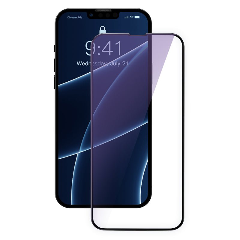 2 Stuks Baseus 0.3mm Anti Blauw Licht Volledig Scherm Tempered Glass screen protector voor iPhone 13 Mini Black