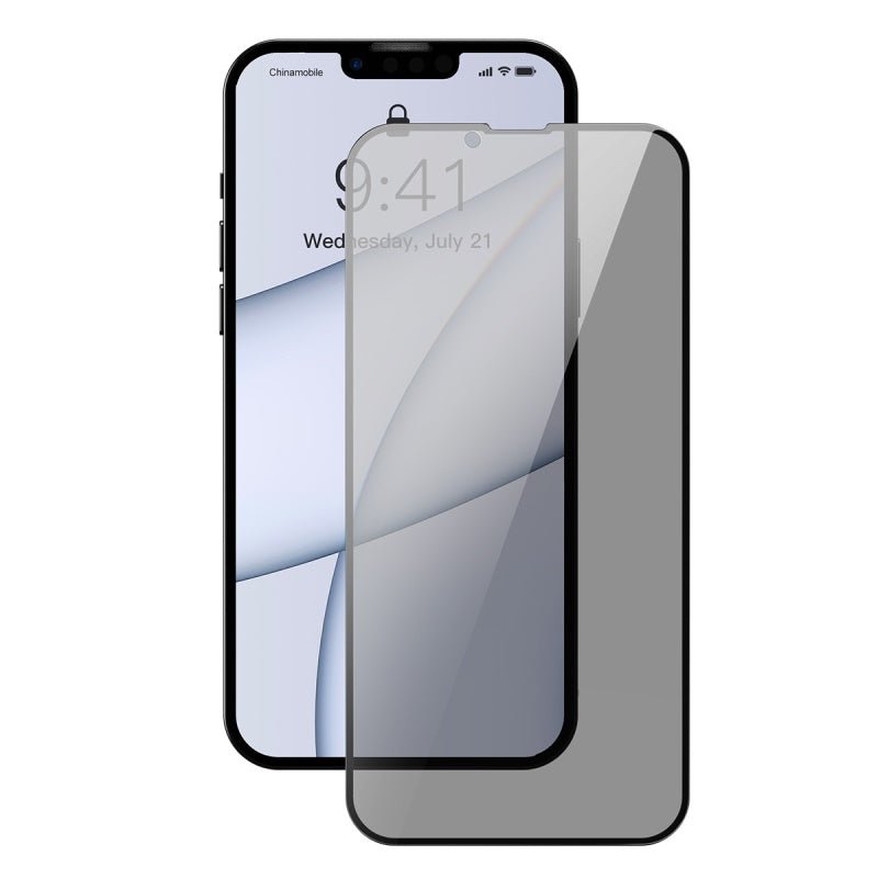 2 stuks Baseus 0.3mm anti - glare privacy full screen tempered glass screen protector voor iPhone 13 Pro Max black