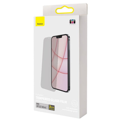 2 stuks Baseus 0.3mm anti - glare privacy tempered glass voor iPhone 13 Mini transparant