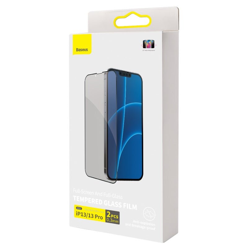 2 stuks Baseus 0.3mm Anti - glare Privacy Volledig Display Tempered Glass screenprotector voor iPhone 13/13 Pro zwart