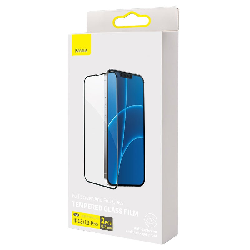 2 stuks Baseus 0.3mm full screen tempered glass screen protector voor iPhone 13/13 Pro zwart