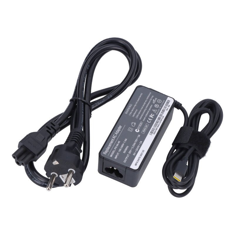 20V 2.25A 45W USB - C laptopvoeding met AC stroomkabel voor Lenovo EU adapter