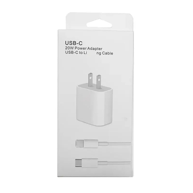 20W USB - C lader set met 20W USB - C naar Lightning - kabel voor iPhone HQ Wit VS - stekker