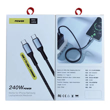 240W USB - C naar USB - C gevlochten snelle laad datakabel voor mobiel telefoon/laptop zwart