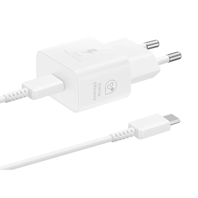 25W usb - c oplader met 1m usb - c naar usb - c kabel voor Samsung eu stekker oem wit