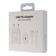 25W usb - c oplader met 1m usb - c naar usb - c kabel voor Samsung eu stekker oem wit