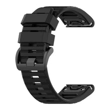 26mm Quick Release horizontale textuur siliconen horlogeband voor Garmin Fenix 6X zwart