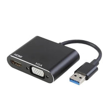 2K USB naar HDMI+VGA videodisplay adapter zwart