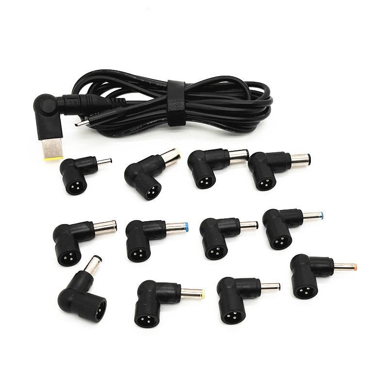 2m 100w USB - C naar DC voeding met 13 adapters voor laptop zwart