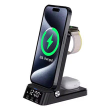 3 in 1 draadloos oplaadstation met digitale wekker voor iPhone/Airpods/iWatch zwart