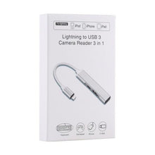 3 in 1 Lightning (Male) naar USB 3.0*2 (Female) + Lightning (Female) Camera Reader Adapter