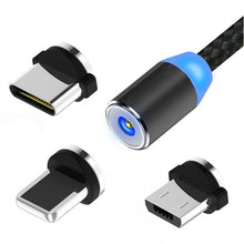 3 in 1 USB - C/Lightning/Micro poorten 2M magnetische datakabel zwart