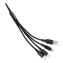 3 in 1 USB - C/Micro/Lightning Poort Kort Nylon Gevlochten Sleutelhanger Datakabel Black