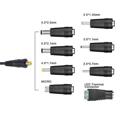 30W 3 - 12V verstelbare uitgangsvoeding met 8 selecteerbare adaptertips EU adapter