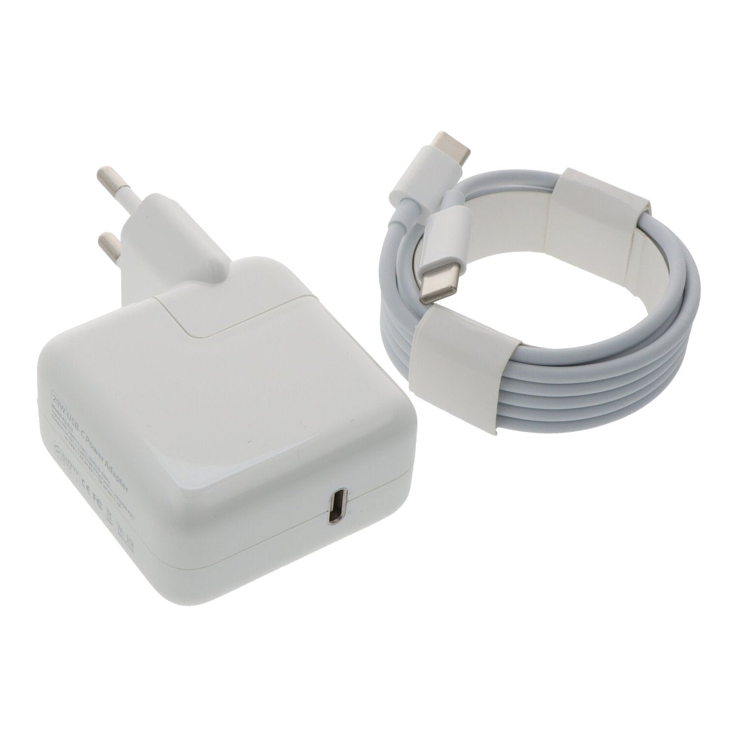 30W oplader met 2M dual USB - C kabel voor MacBook HQ Wit zonder logo EU plug