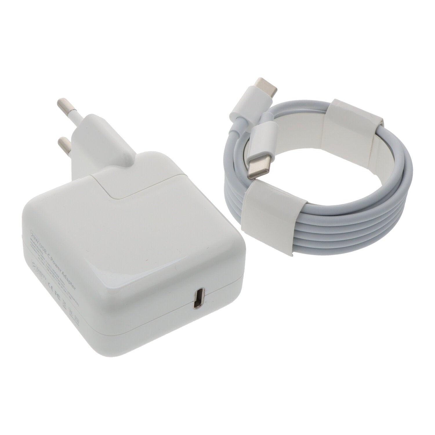 30W oplader met 2M dual USB - C kabel voor MacBook HQ Wit zonder logo EU plug