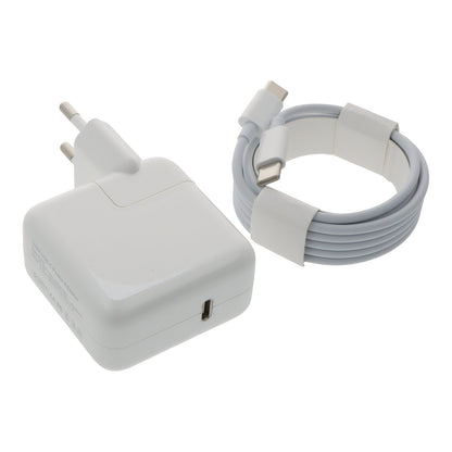 30W oplader met 2M dual USB - C kabel voor MacBook HQ Wit zonder logo EU plug
