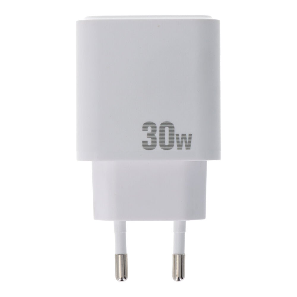 30W USB - C + QC3.0 + Lightning silicon carbide SiC PD snellader voor Android/iOS EU - plug wit
