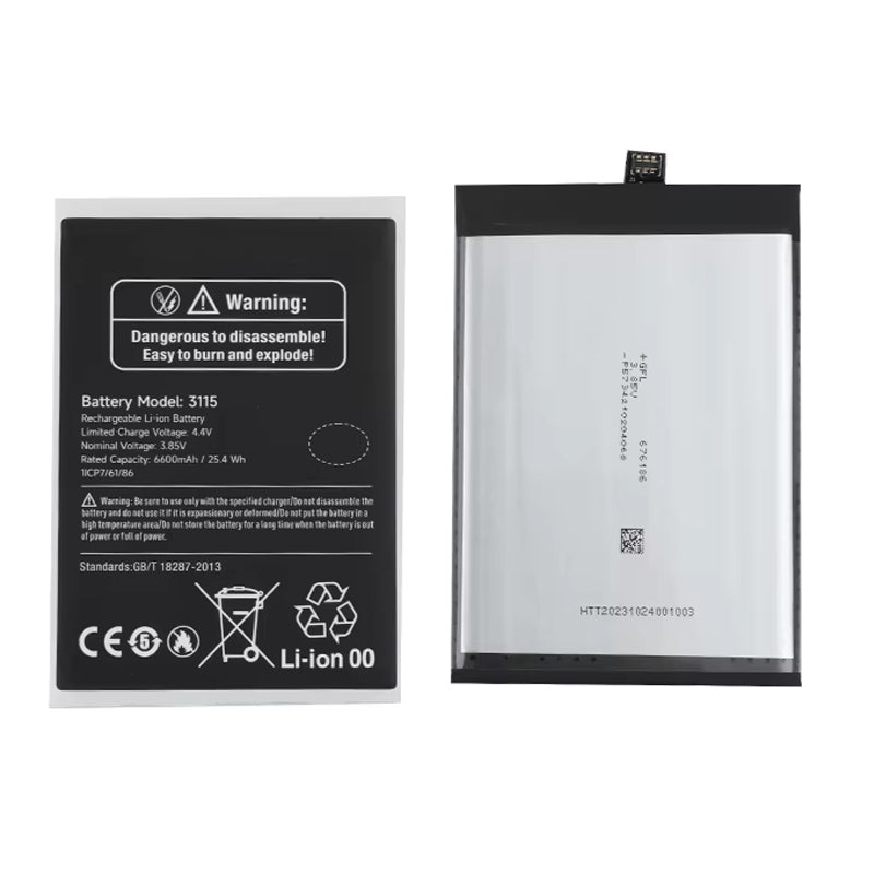 3115 6600mAh batterij + batterij plaklaag voor Ulefone Armor 22 OEM
