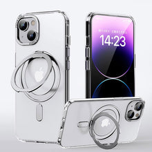 360° draaibare ringhouder magnetische hoes voor iPhone 15 Plus transparant