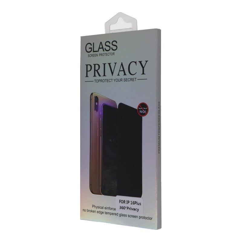360° privacy anti - glare full screen tempered glass screen protector voor iPhone 16 Pro black