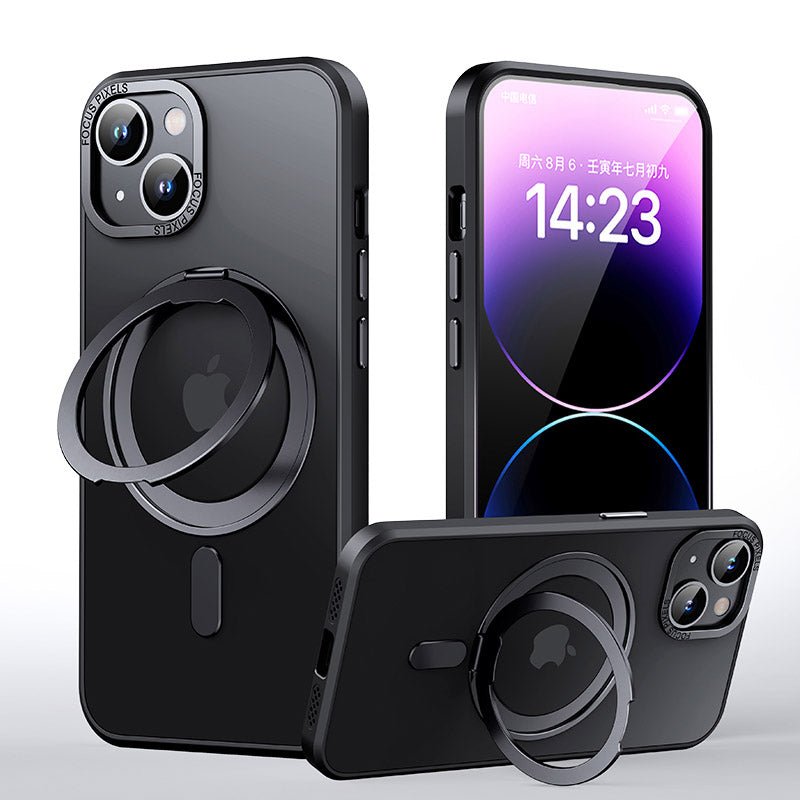 360° Rotatie Ring Stand Magnetische Hoes voor iPhone 15 Plus Zwart