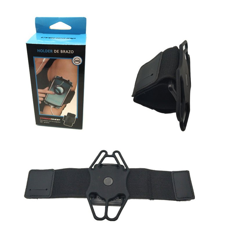 360° roteerbare afneembare siliconen telefoon armband zwart