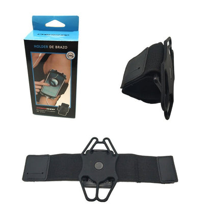 360° roteerbare afneembare siliconen telefoon armband zwart