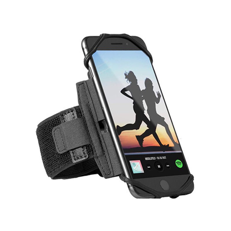 360° roteerbare afneembare siliconen telefoon armband zwart