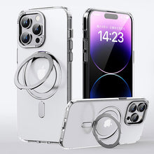 360° roteerbare ringstand magnetische hoes voor iPhone 15 Pro transparant