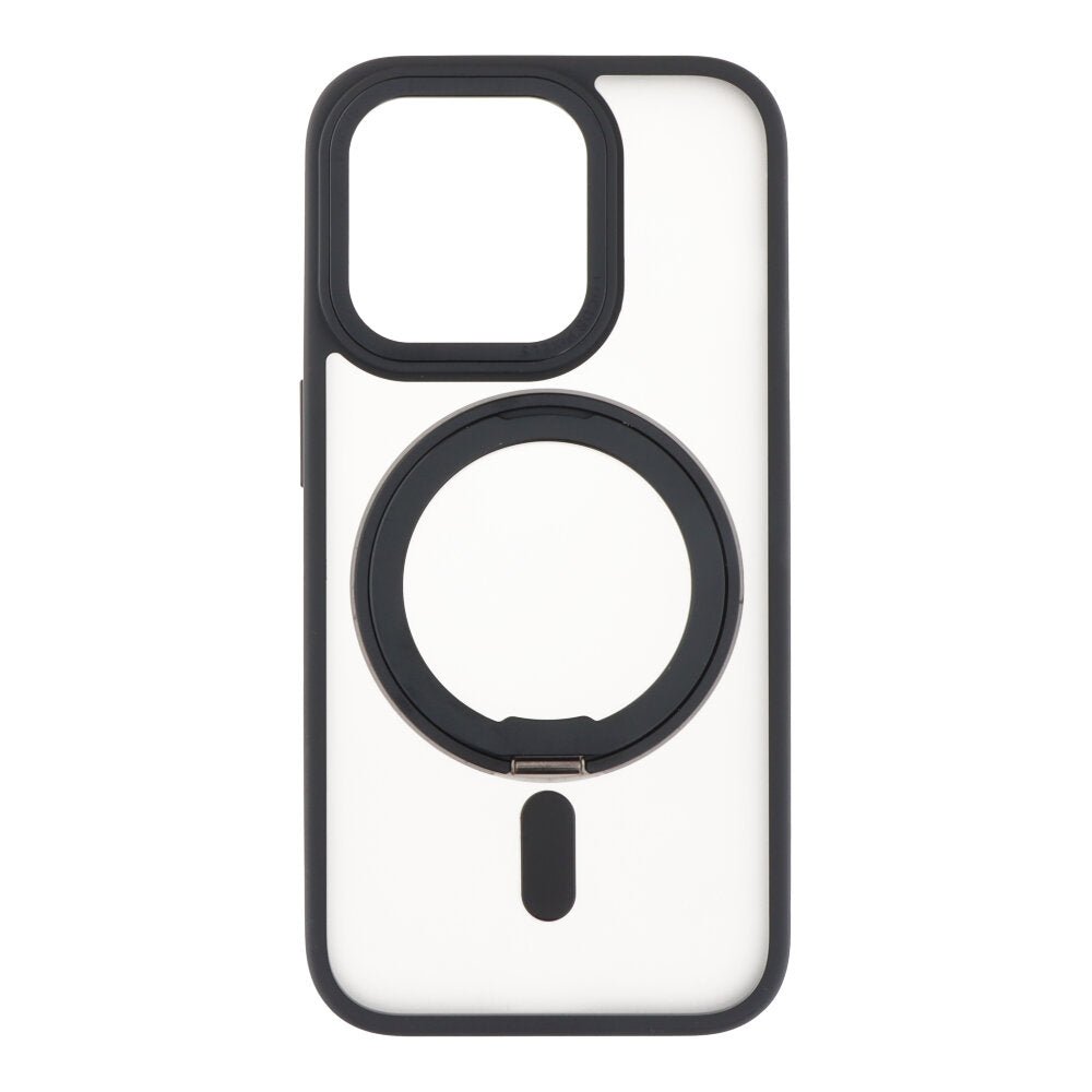 360° roteerbare ringstandaard magnetische hoes voor iPhone 15 Pro Max transparant zwart
