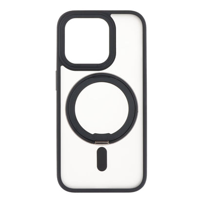 360° roteerbare ringstandaard magnetische hoes voor iPhone 15 Pro Max transparant zwart