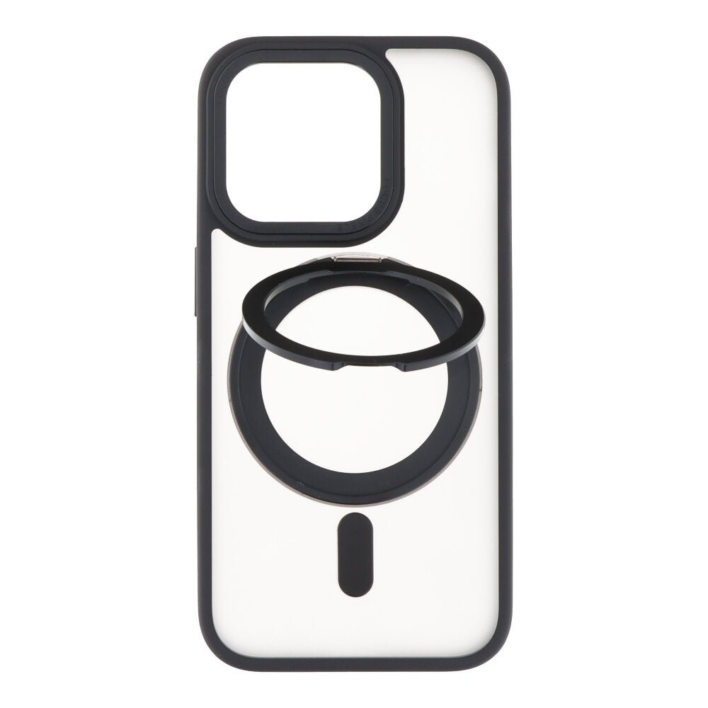 360° roteerbare ringstandaard magnetische hoes voor iPhone 15 Pro Max transparant zwart