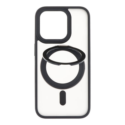 360° roteerbare ringstandaard magnetische hoes voor iPhone 15 Pro Max transparant zwart