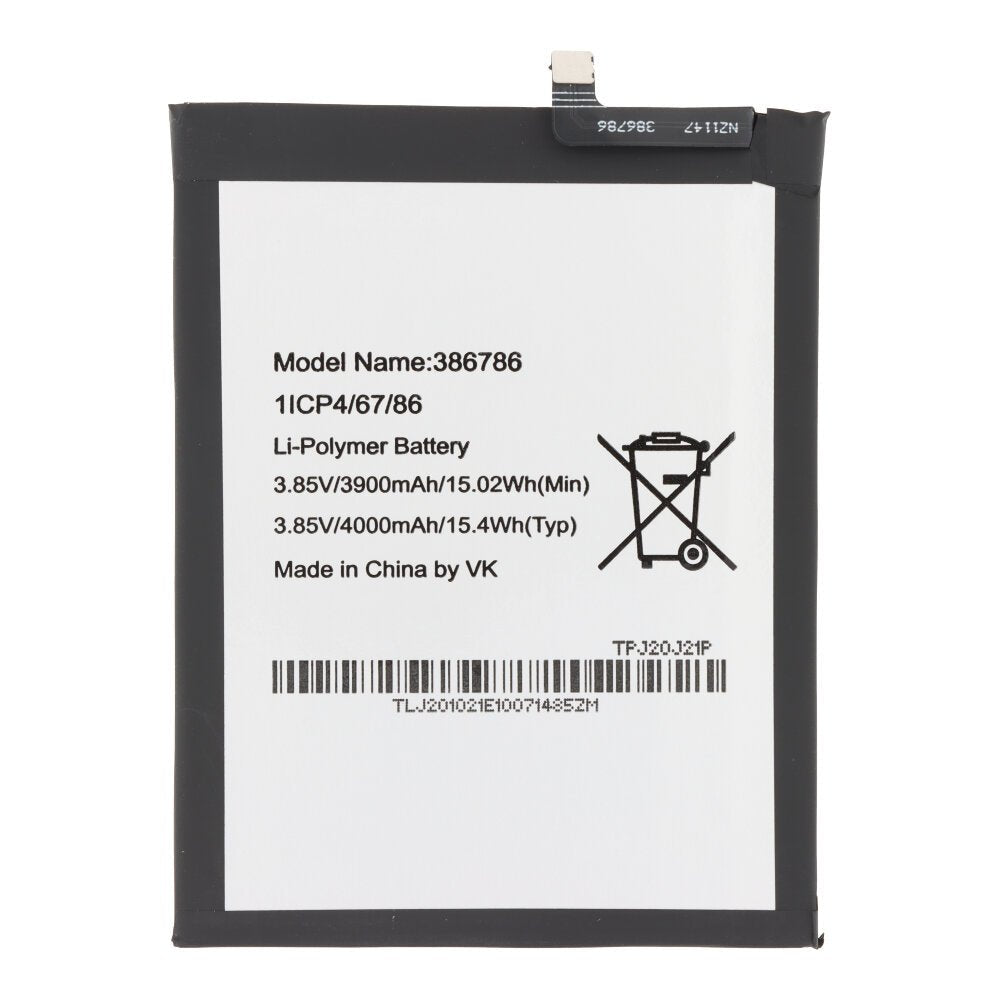 386786 4000mAh batterij + plaklaag voor Wiko View 3/View 3 Pro/View 4 Lite OEM zonder logo