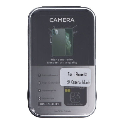 3D Silk Screen achtercamera tempered glass film voor iPhone 13/13 Mini zwart