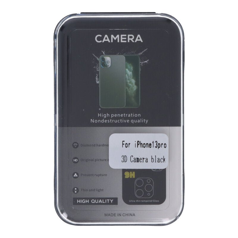 3D silk screen back camera tempered glass voor iPhone 13 Pro/13 Pro Max zwart