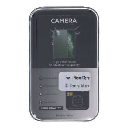 3D silk screen back camera tempered glass voor iPhone 13 Pro/13 Pro Max zwart